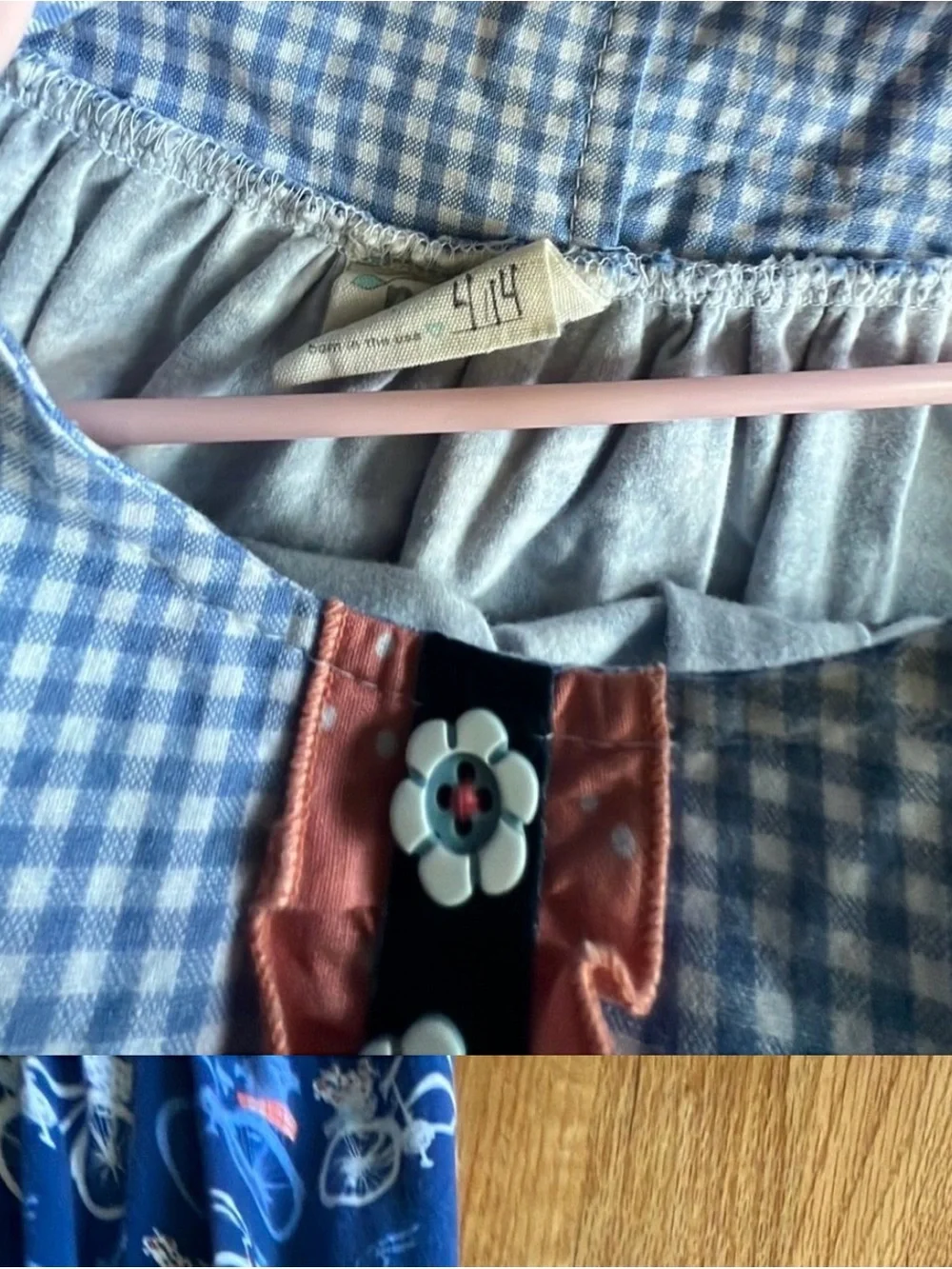 Platinum Size 2 Matilda Jane 4/4Girls Bicycle Print Dress with Gingham Yoke